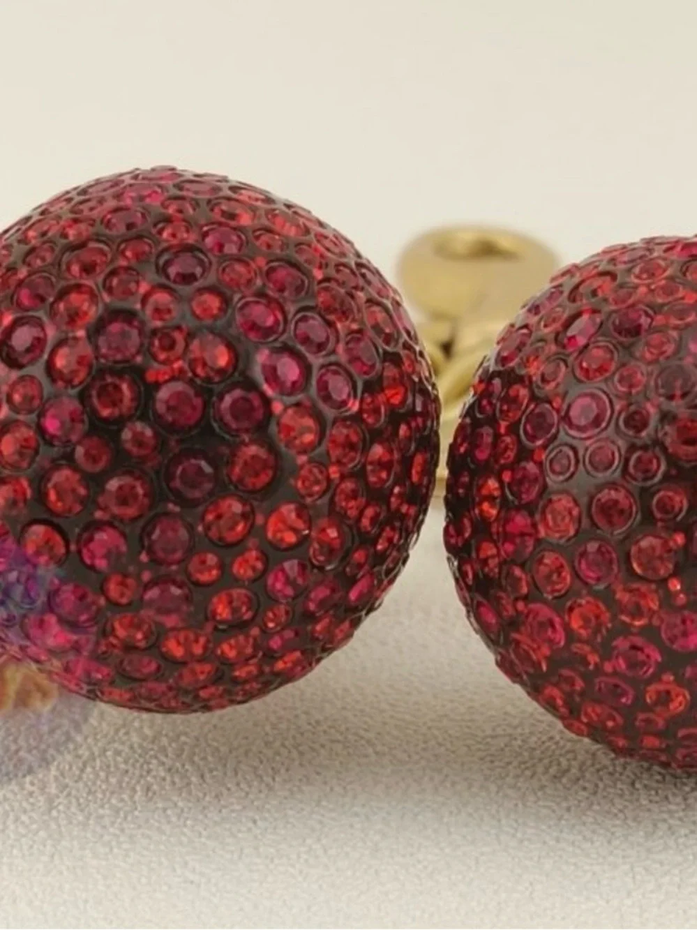 Gold Crystal Cherry  Bag Charm